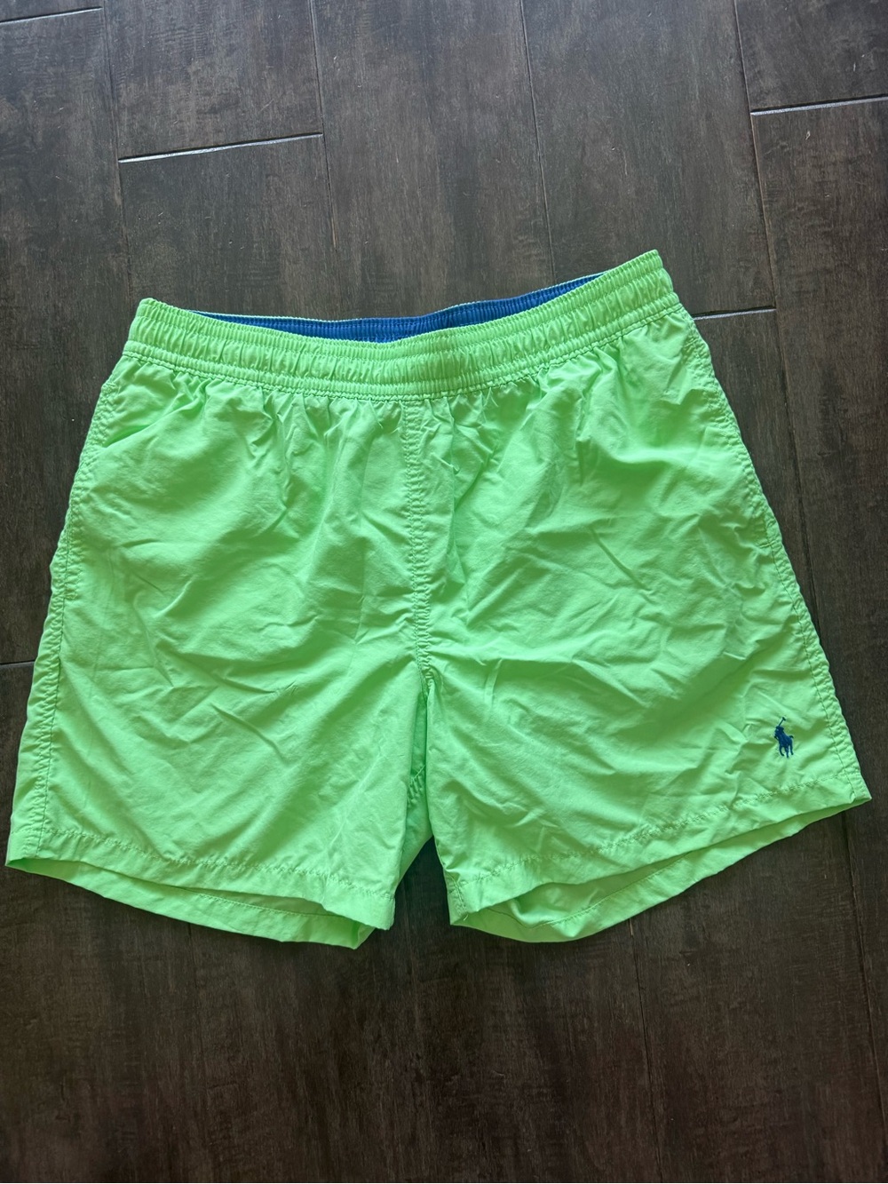 Polo Ralph Lauren Men’s Swim Trunks Bright Green Blue Pony Drawstring Lined L